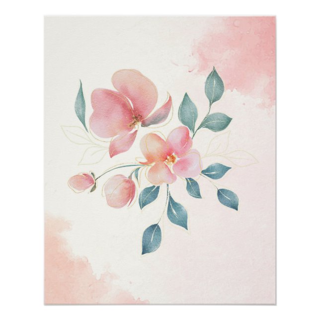 Modern Minimalist Flowers Poster (Front)