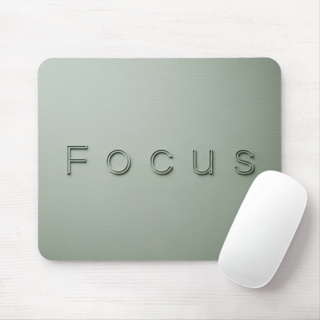 Modern Minimalist FOCUS Quote Sage Green Aesthetic Mouse Mat (With Mouse)