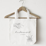 Modern Minimalist Foliage Bridesmaid Tote Bag<br><div class="desc">Custom-designed bridesmaid tote bag featuring modern black and white foliage line art design.</div>