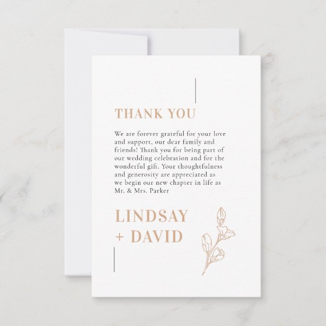 Modern Minimalist Foliage Thank you card (Front)