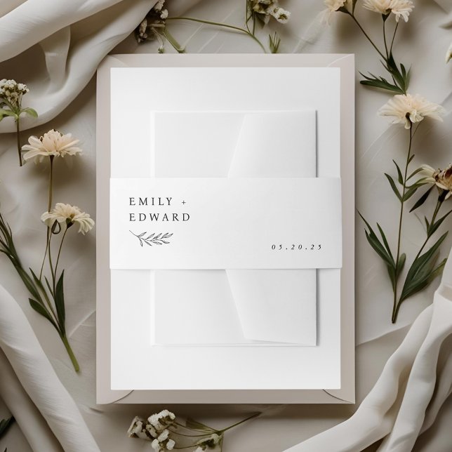 Modern Minimalist Foliage Wedding Invitation Belly Band (Creator Uploaded)