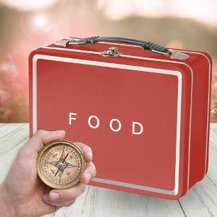 Modern Minimalist Food Personalised Name on Back Metal Lunch Box