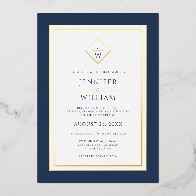 Modern Minimalist Formal Classic Initial Blue (Front)