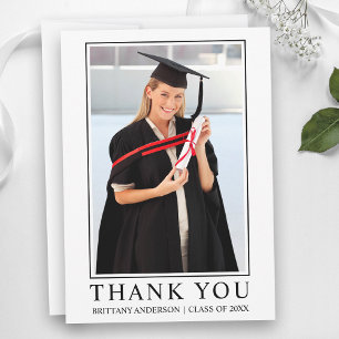 Modern Minimalist Framed Photo Graduation Thank You Card