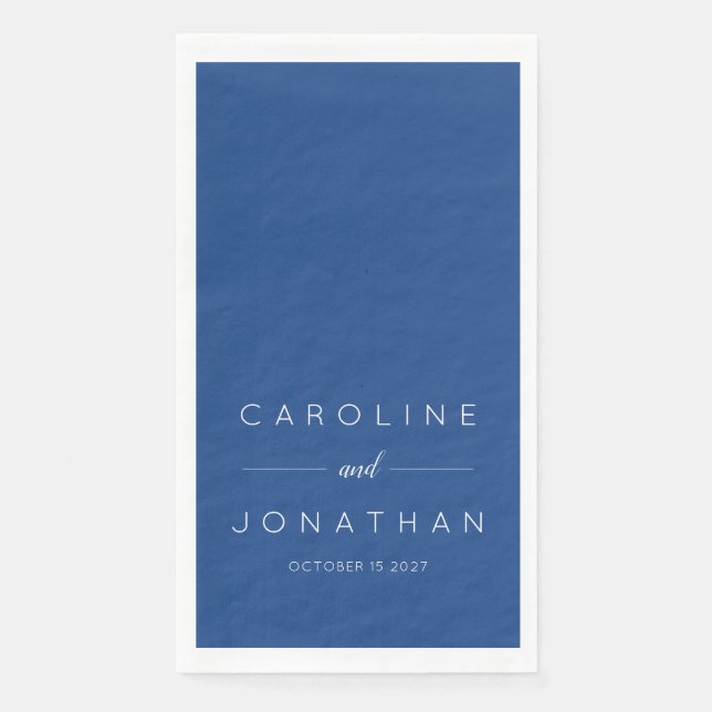 Modern Minimalist French Blue Custom Wedding Napkin (Front)