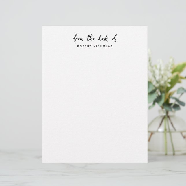 Modern Minimalist From The Desk Of Personalised Custom Letterhead (Standing Front)