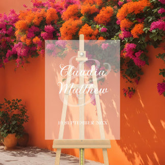 Modern Minimalist Frosted Effect Wedding Acrylic Sign