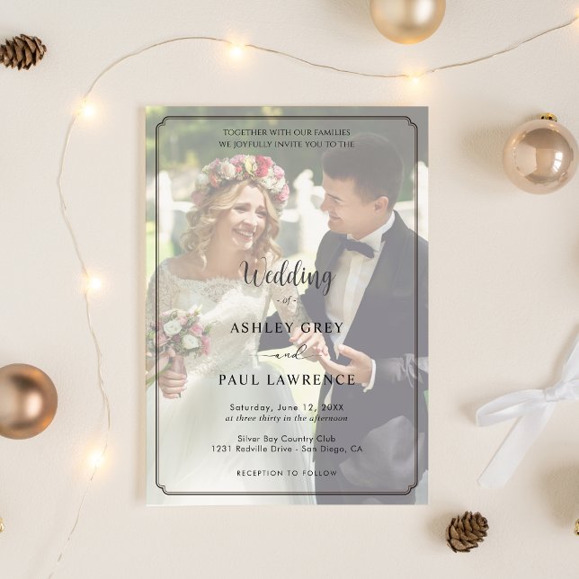 Modern Minimalist Full Photo Overlay Wedding  Invitation (Creator Uploaded)
