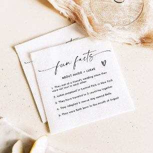 Modern Minimalist Fun Facts Wedding Napkin