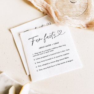 Modern Minimalist Fun Facts Wedding Napkin
