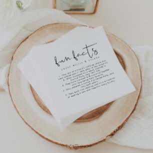 Modern Minimalist Fun Facts Wedding Napkins