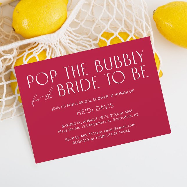 Modern Minimalist Fun Magenta Bridal Shower Invitation (Creator Uploaded)