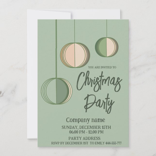 Modern minimalist fun ornaments christmas party invitation (Front)