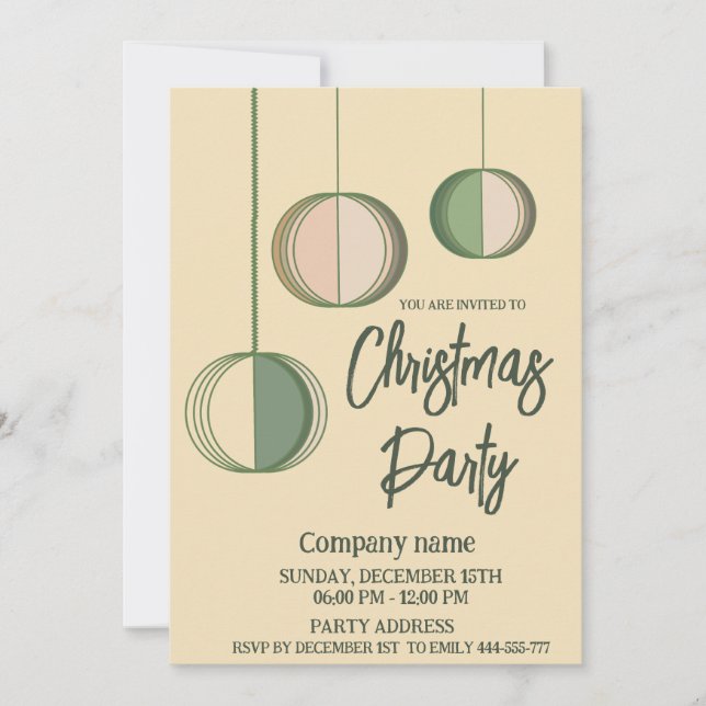 Modern minimalist fun ornaments christmas party invitation (Front)