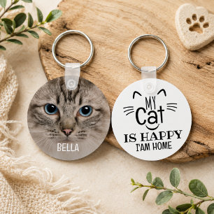 Modern Minimalist Fun Saying Cat Lover Pet  Key Ring