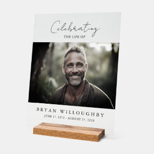 Modern Minimalist Funeral Memorial 11x14 Acrylic Sign