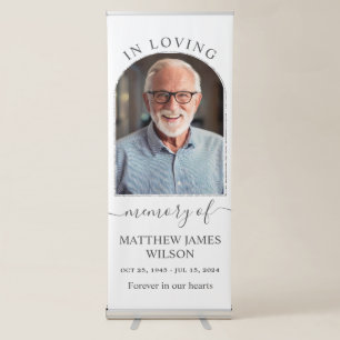 Modern Minimalist Funeral Memorial Picture Photo Retractable Banner