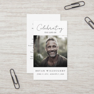 Modern Minimalist Funeral Memorial Prayer Card