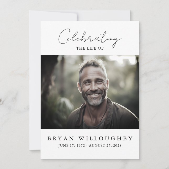 Modern Minimalist Funeral Memorial Program Invitation (Front)