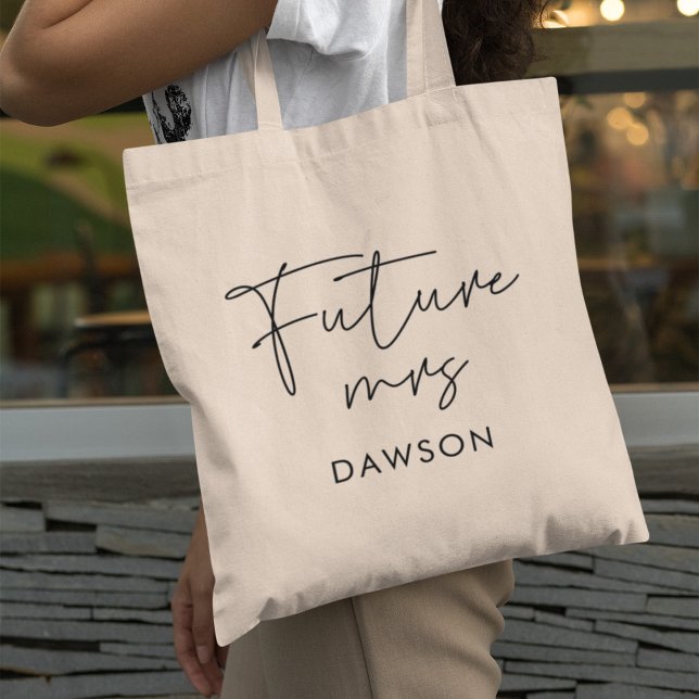 Modern minimalist Future Mrs personalised Tote Bag (Creator Uploaded)