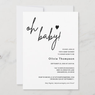Modern Minimalist Gender neutral Oh Baby Shower Invitation