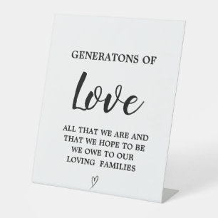 Modern minimalist Generations of love wedding sign