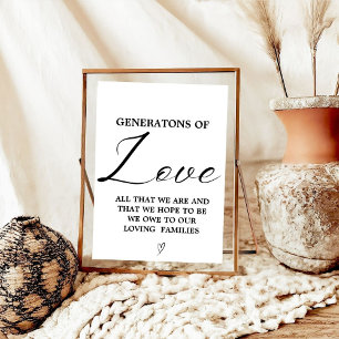 Modern minimalist Generations of love wedding sign