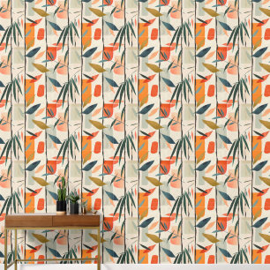 Modern Minimalist Geometric Bamboo Leaf Pattern Wallpaper