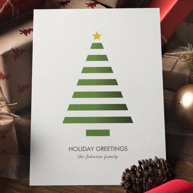 Modern Minimalist Geometric Christmas Tree Holiday Card (Creator Uploaded)