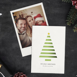 Modern Minimalist Geometric Christmas Tree Photo Holiday Card