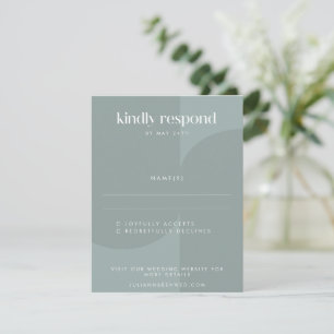 Modern Minimalist Geometric Dusty Teal Wedding RSVP Card