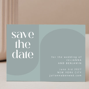 Modern Minimalist Geometric Dusty Teal Wedding Save The Date