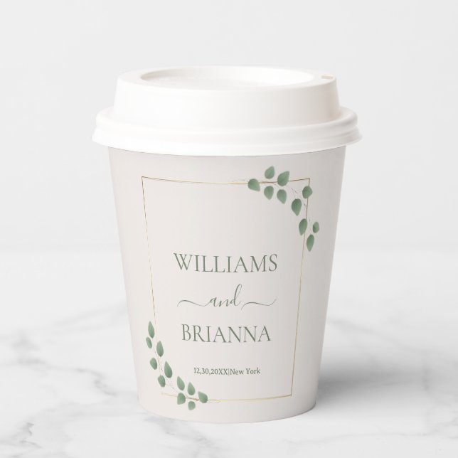 Modern Minimalist Geometric Frame Wedding  Paper Cups (Front)