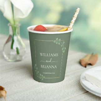 Modern Minimalist Geometric Frame Wedding Paper Cups