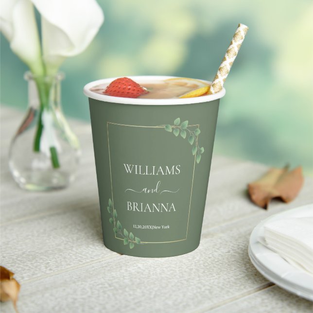 Modern Minimalist Geometric Frame Wedding  Paper Cups (Insitu)