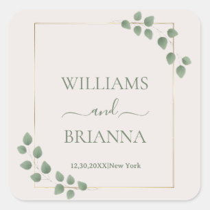 Modern Minimalist Geometric Frame Wedding  Square Sticker