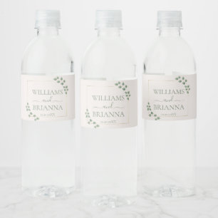 Modern Minimalist Geometric Frame Wedding Water Bottle Label