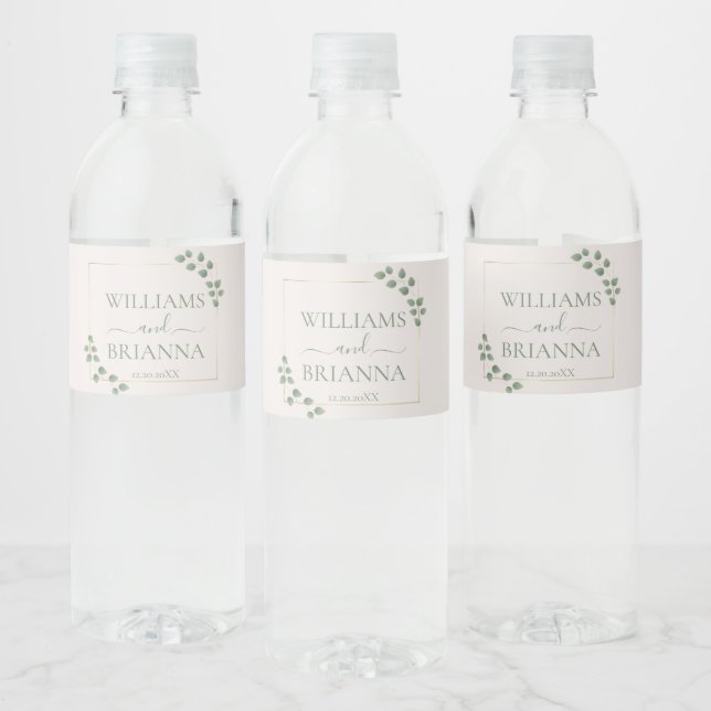 Modern Minimalist Geometric Frame Wedding Water Bottle Label (Bottles)