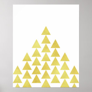 Modern minimalist geometric gold foil triangle art poster