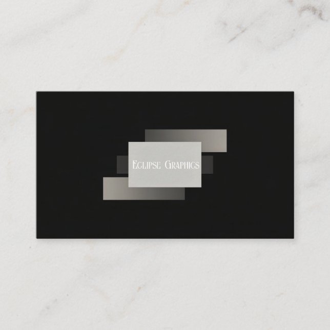 Modern Minimalist Geometric Grey and Black Business Card (Front)