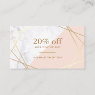 Modern Minimalist Geometric Marble Discount Coupon Business Card