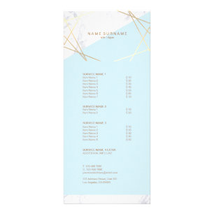 Modern Minimalist Geometric Marble Gold Light Blue Rack Card