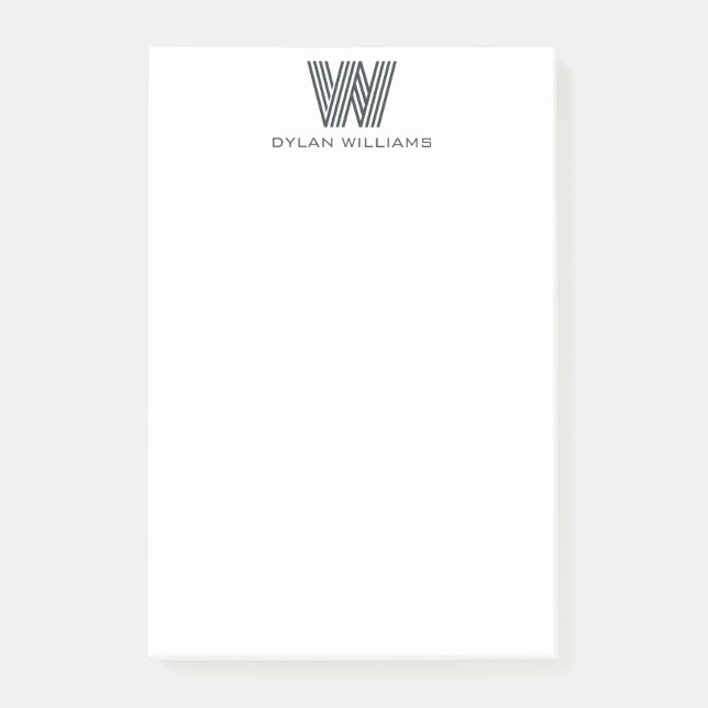 Modern Minimalist Geometric Monogram Custom Post-it Notes (Front)