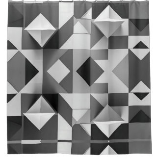 Modern Minimalist Geometric pattern Black, White  Shower Curtain