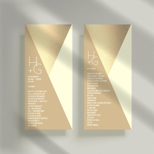 Modern Minimalist Geometric Wedding Program Rack Card (Creator Uploaded)