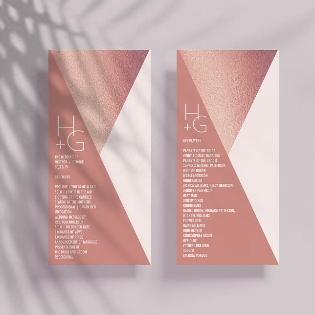 Modern Minimalist Geometric Wedding Program Rack Card (Creator Uploaded)