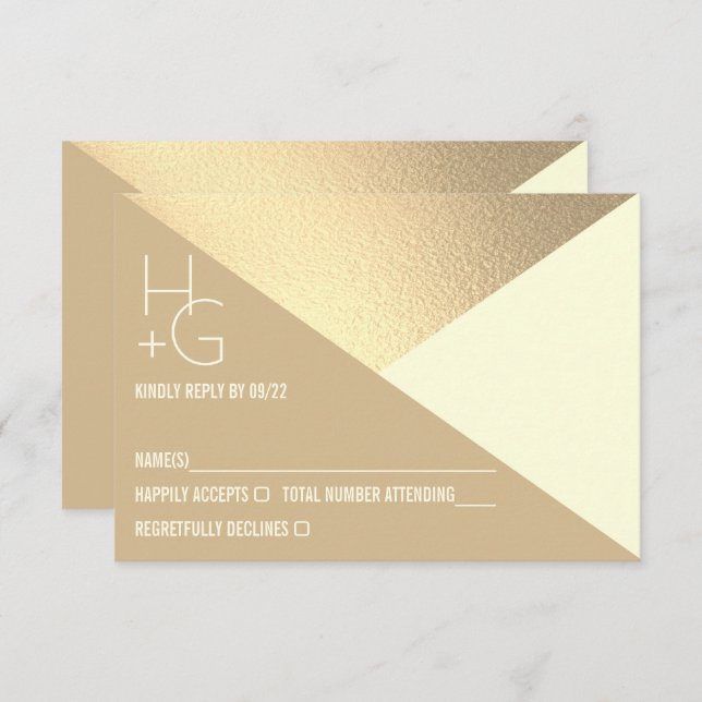 Modern Minimalist Geometric Wedding RSVP Card (Front/Back)