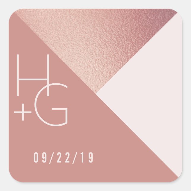 Modern Minimalist Geometric Wedding Square Sticker (Front)