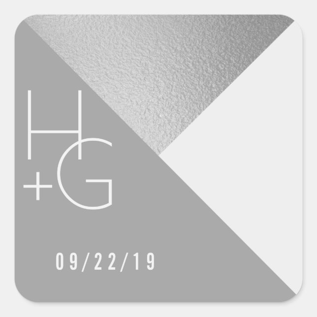 Modern Minimalist Geometric Wedding Square Sticker (Front)