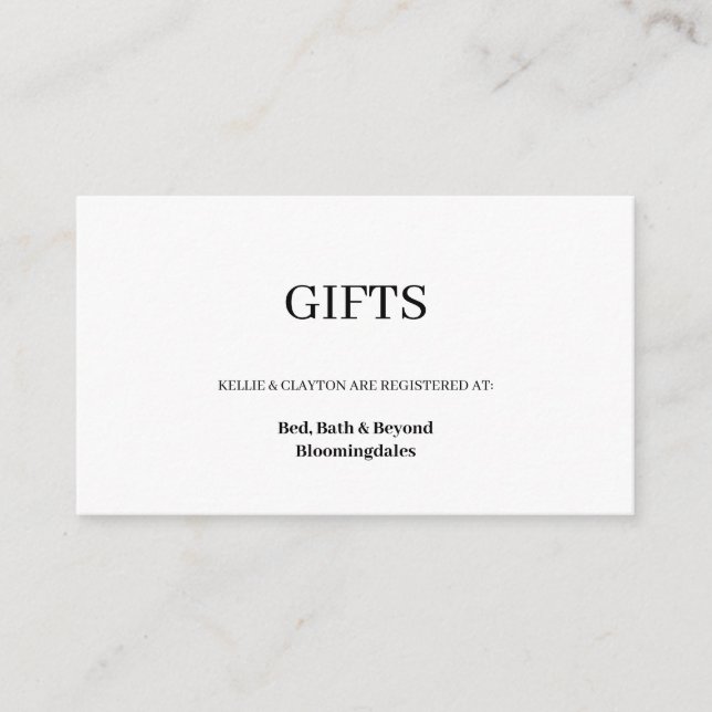 Modern Minimalist Gift Registry Enclosure Card (Front)